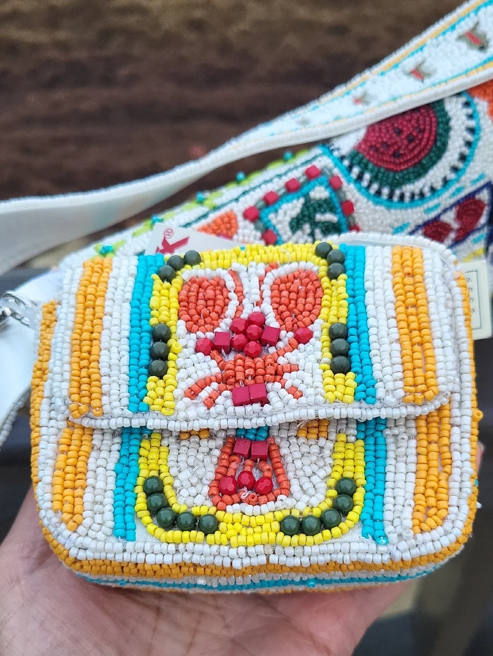 Viral beaded Lobster Ocean Fish Hearts Summer Sea Life Motif Shoulder Bag w/Mini - Picture 6 of 11